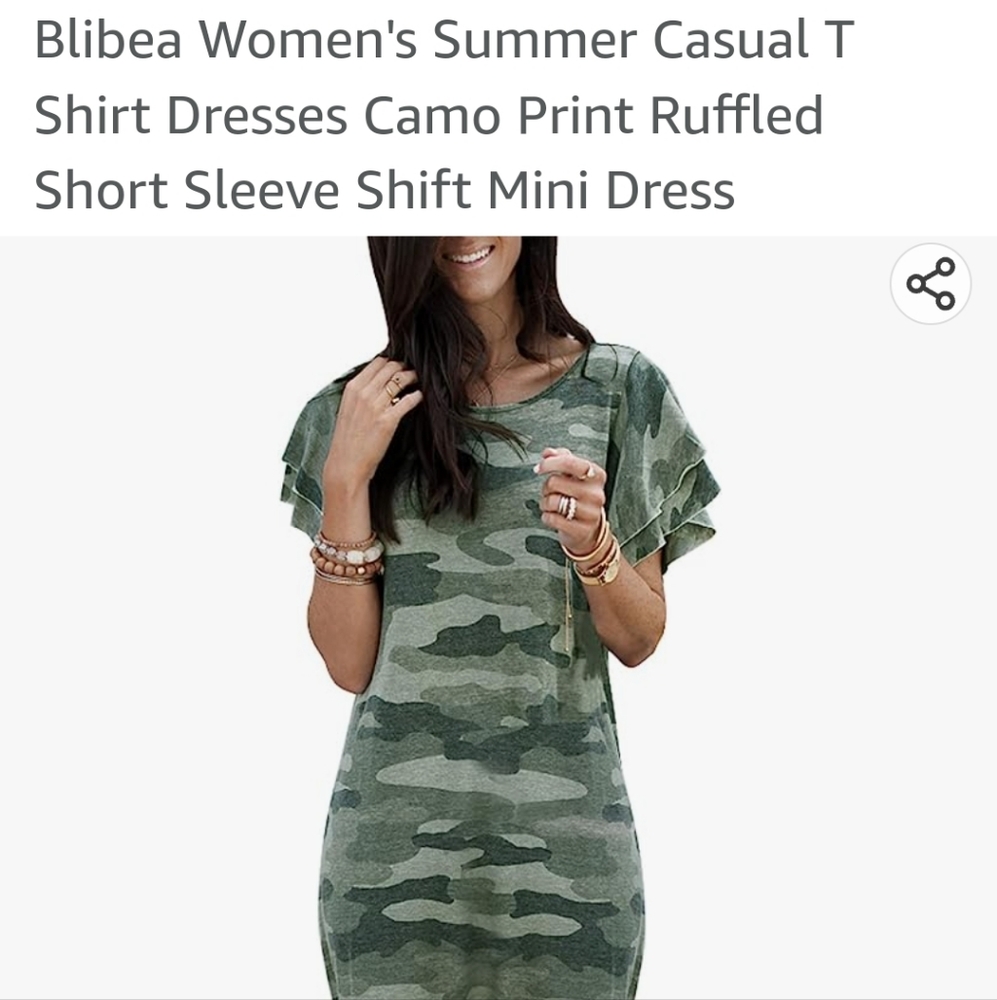 Camo shirt dress ruffle sleeve actual color..blues